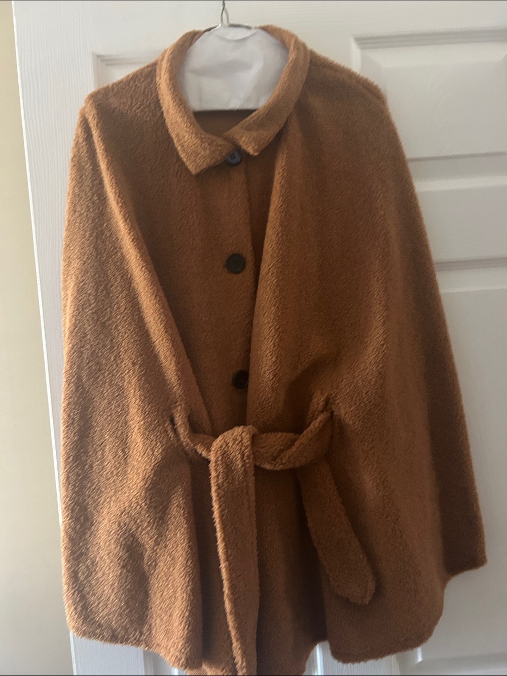 Women's Camel Belted Teddy Coat